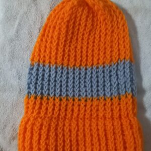 Adult Orange and Gray Knitted Hat
